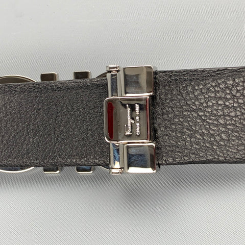 SALVATORE FERRAGAMO Gancini Reversible Size 40 Black & Brown Leather Belt