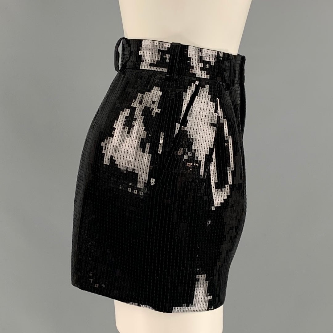 SAINT LAURENT Size 2 Black Wool Pleated Shorts