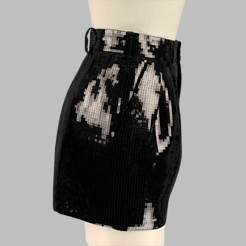 SAINT LAURENT Size 2 Black Wool Pleated Shorts