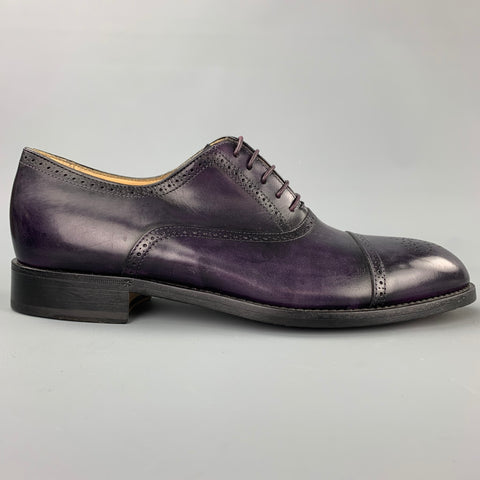 PAUL SMITH Size 9 Purple Perforated Leather Cap Toe Lace Up Shoes