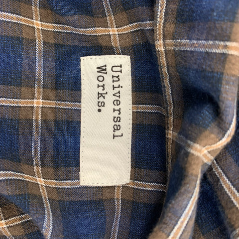 UNIVERSAL WORKS Size L Navy & Brown Plaid Cotton Button Up Long Sleeve Shirt