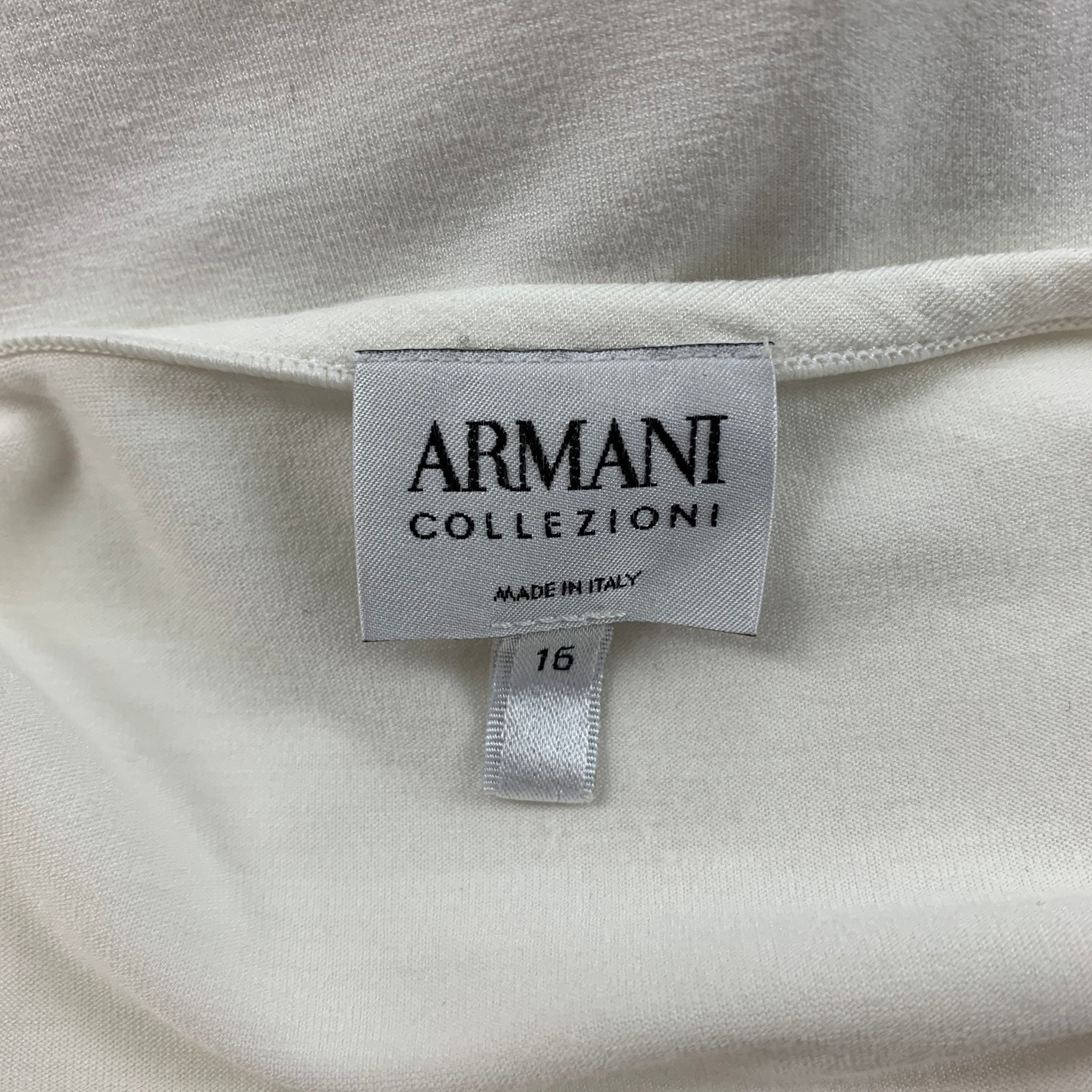 ARMANI COLLEZIONI Size 16 White Viscose Sleeveless T Shirt Sui