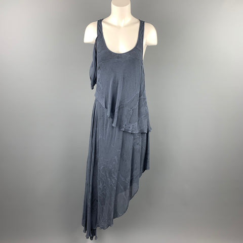 NICHOLAS K Taille S Robe Longue Asymétrique en Viscose Marbrée Bleue