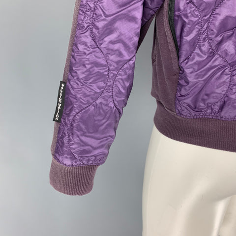 KAPITAL Size M Purple Quilted Cotton Nylon Hooded Sweatshirt