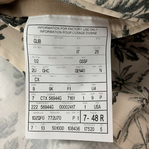 GUCCI Size 38 Cream Black Floral Cotton Single breasted Sport Coat