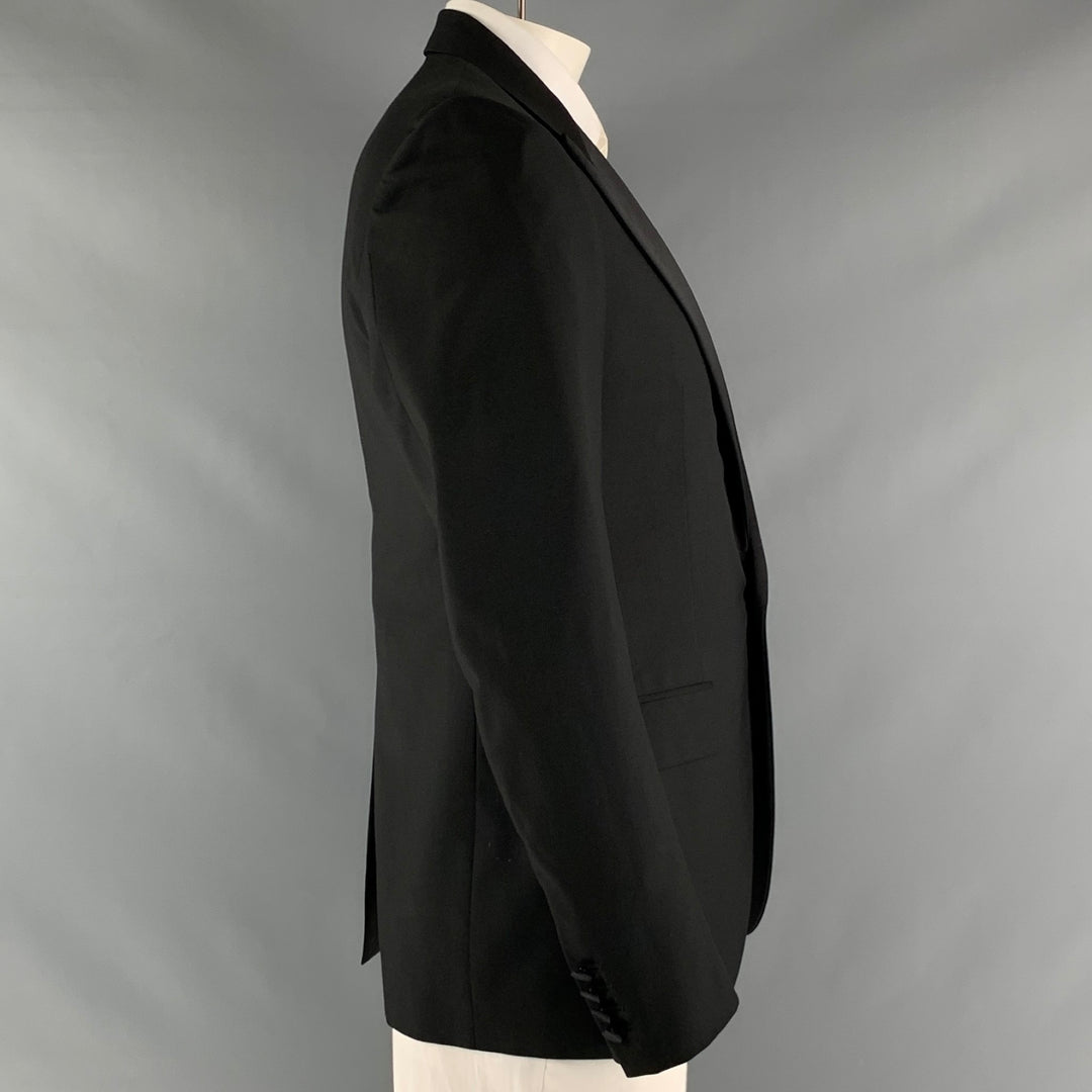 LANVIN Size 42 Black Solid Wool Mohair Peak Lapel Sport Coat – Sui