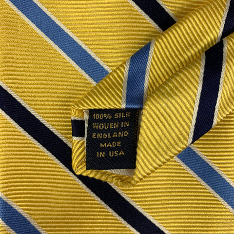 BROOKS BROTHERS Yellow & Blue Diagonal Stripe Silk Tie