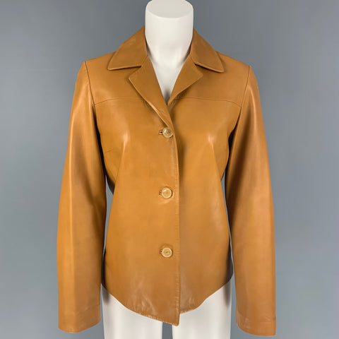 LUCIANO BARBERA Taille 4 Veste à simple boutonnage en cuir moutarde