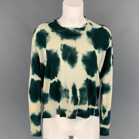 PRIVE' 45 Size S Green & Cream Tie Dye Cashmere Pullover
