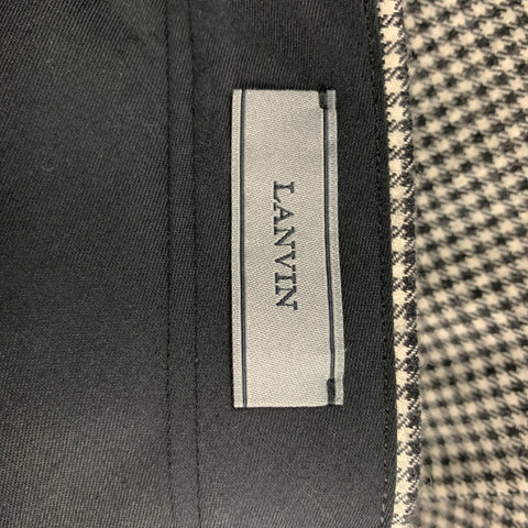 LANVIN Size 34 Black & White Houndstooth Wool Zip Fly Dress Pants
