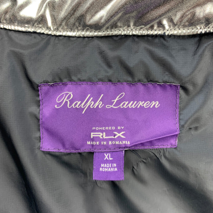 RLX by RALPH LAUREN Purple Label Size XL Silver Quilted Polyester Zip Up Vest