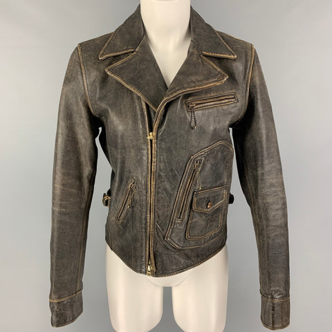 RALPH LAUREN Size S Brown Antique Leather Biker Jacket