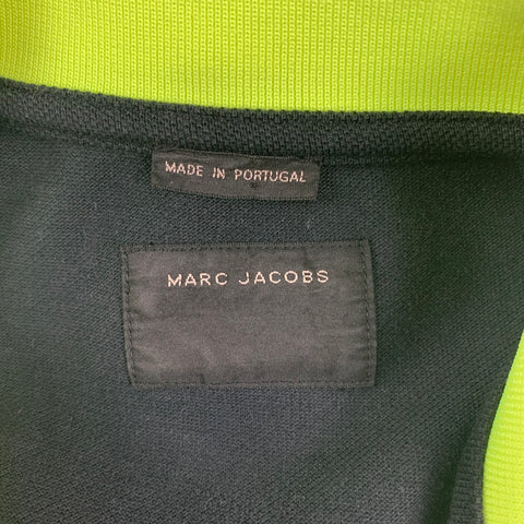 MARC JACOBS Size M Black Neon Yellow Cotton Short Sleeve Polo