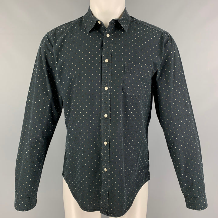 LIFE / AFTER / DENIM Size M Black Yellow Embroidery Cotton Long Sleeve Shirt