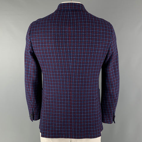 ALESSANDRO CANTARELLI Size 42 Blue Red Checkered Sport Coat