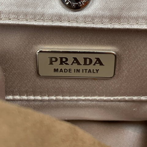 PRADA Beige & Silver Studded Suede Clutch Handbag
