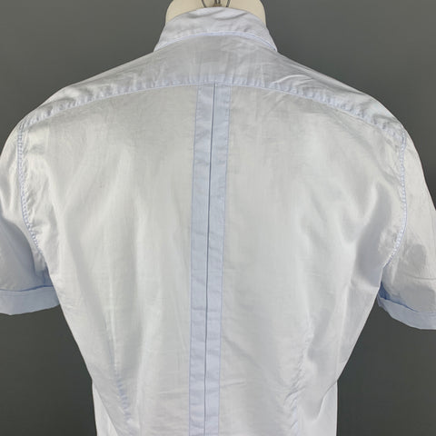 DRIES VAN NOTEN Size M Light Blue Cotton Button Up Patch Pocket Cuffed Short Sleeve Shirt