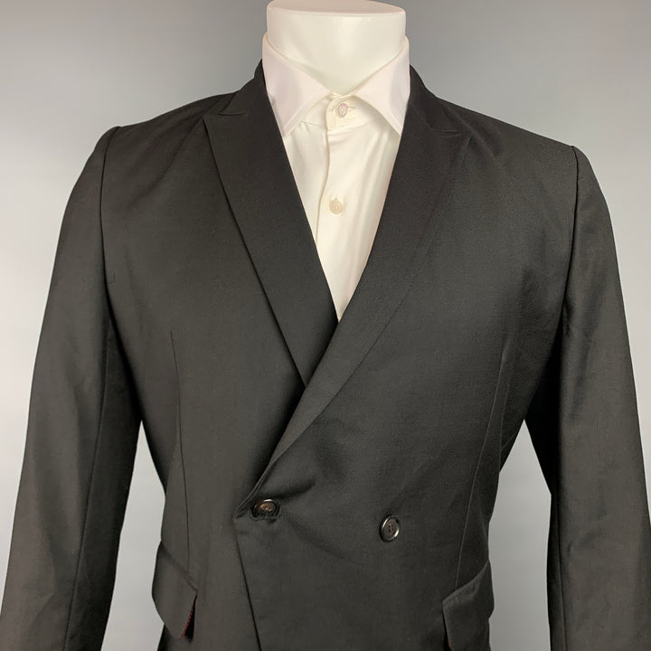 KRIS VAN ASSCHE Size 38 Black Wool Peak Lapel Sport Coat