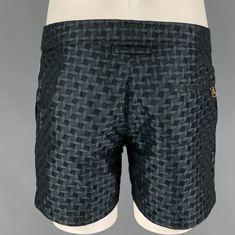 ORLEBAR BROWN Talla M Bañador con forro de poliéster geométrico negro carbón