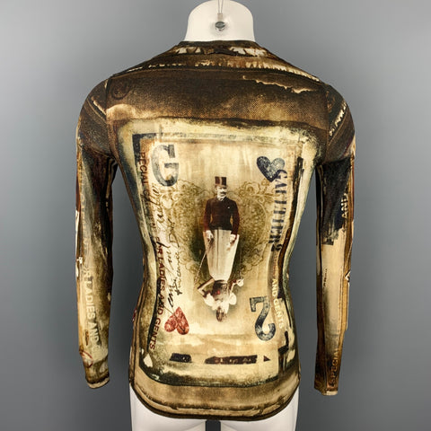 GAULTIER 2 by JEAN PAUL GAULTIER Size S Brown & Beige Print Rayon Crew-Neck Pullover