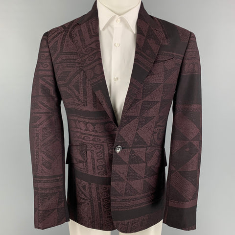 VIVIENNE WESTWOOD MAN Size 36 Burgundy Brown Jacquard Wool Sport Coat