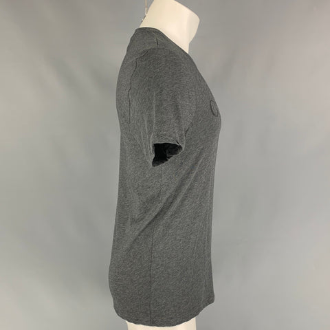 GUCCI Size L Dark Gray Black Logo Cotton Short Sleeve T-shirt