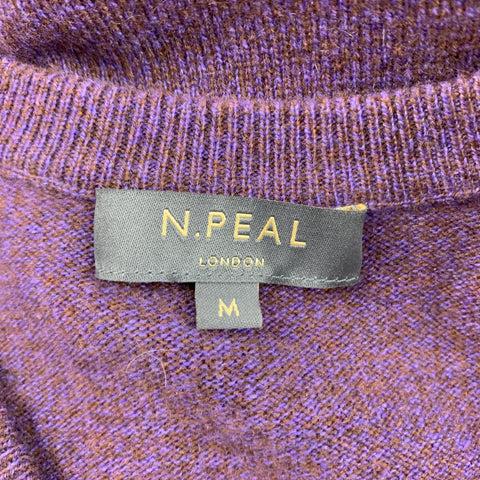 N.PEAL Size M Purple Heather Cashmere V-Neck Pullover