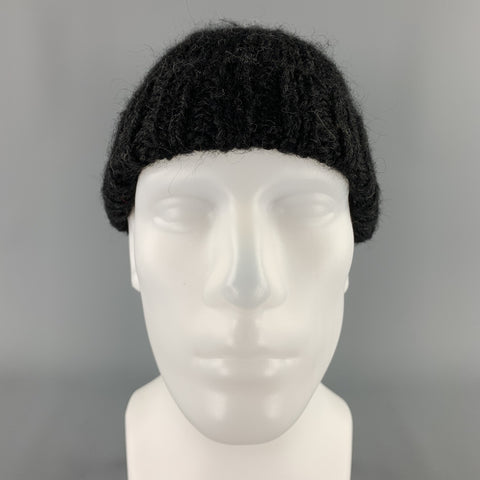 NICOLE FARHI Black Knitted Alpaca Beanie
