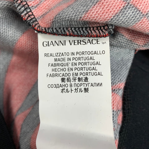 VERSUS by GIANNI VERSACE Size M Black & Red Geometric Cotton Crew-Neck Pullover