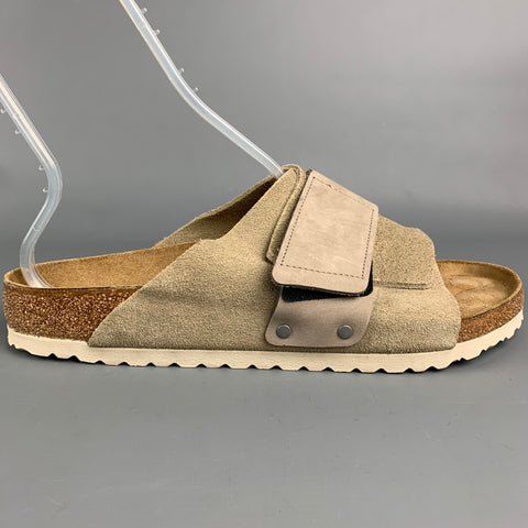 BIRKENSTOCK Size 11 Grey & Tan Mixed Fabrics Suede Kyoto Sandals