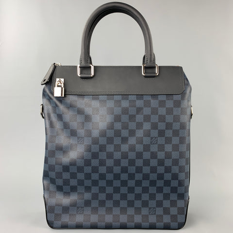 LOUIS VUITTON Cobalt & Black Damier Leather Trim Canvas Greenwich Tote Bag