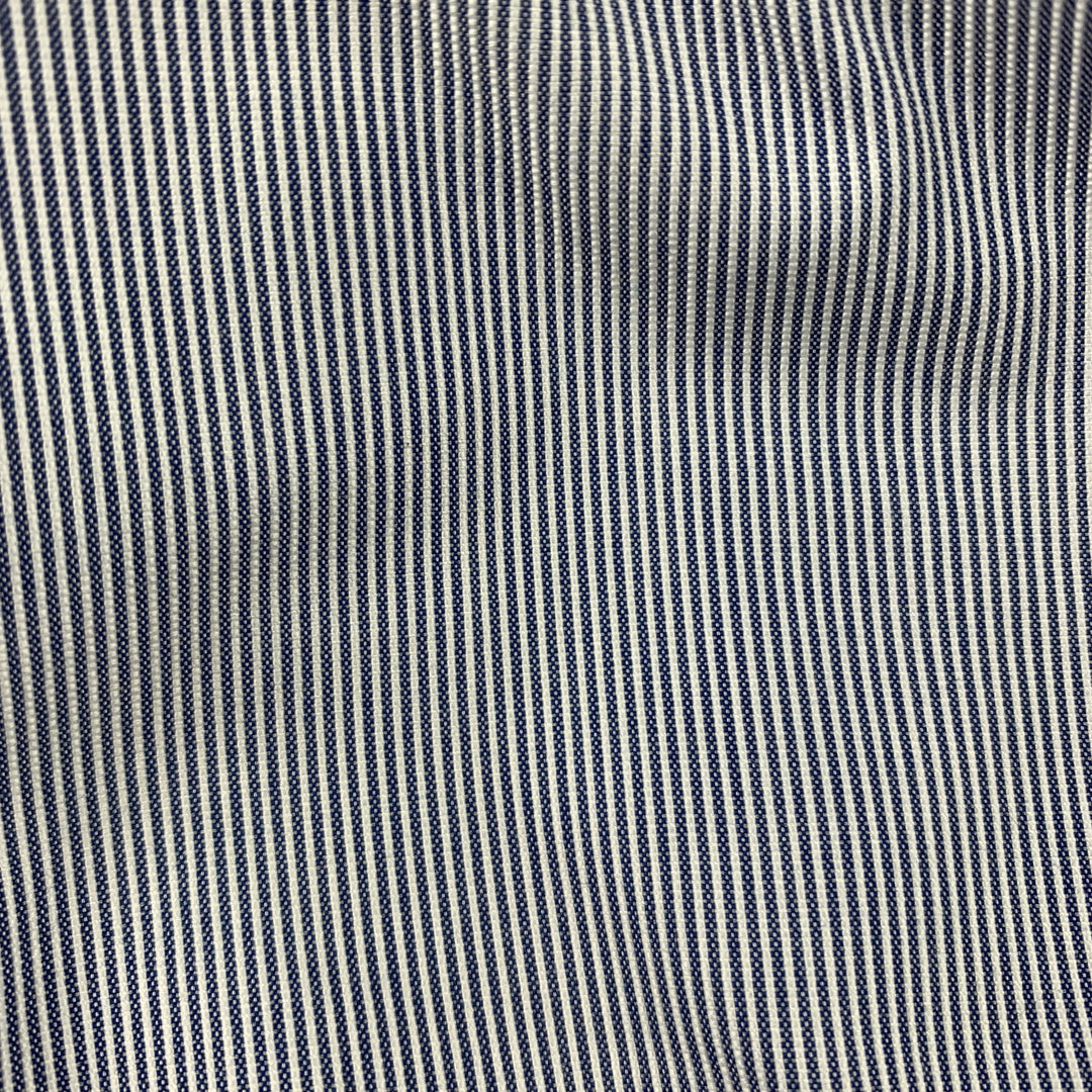 BARNEYS Taille 30 Short en coton mélangé seersucker bleu marine et blanc avec braguette zippée