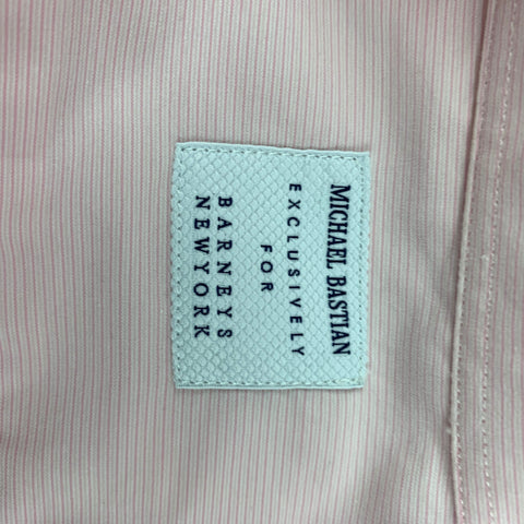 MICHAEL BASTIAN for BARNEY'S NEW YORK Size M Pink White Stripe Cotton Blend Long Sleeve Shirt