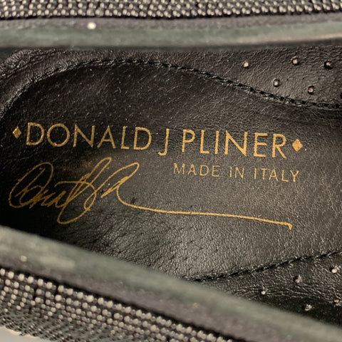DONALD J PLINER Size 9 Black Gold Stars Beaded Leather Slip On Loafers