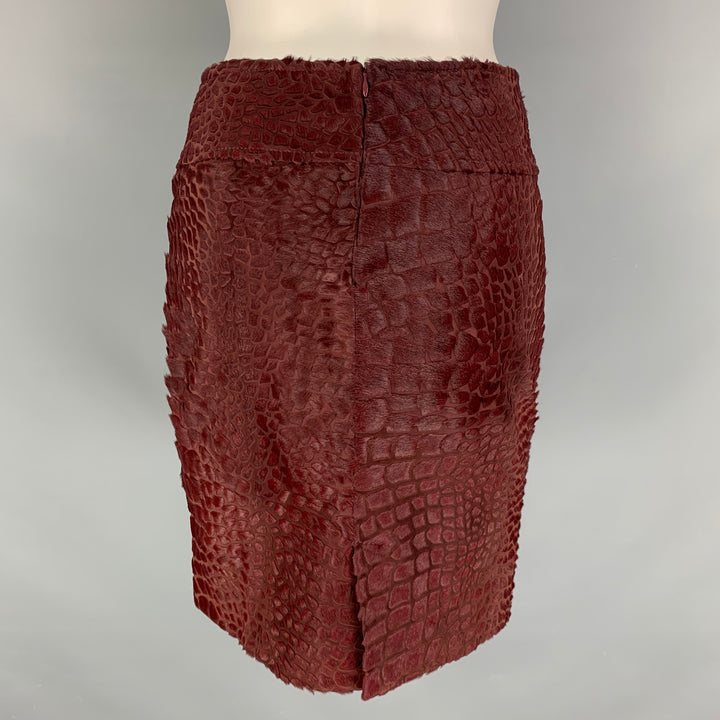 SALVATORE FERRAGAMO Size 2 Burgundy Pencil Knee-Length Skirt
