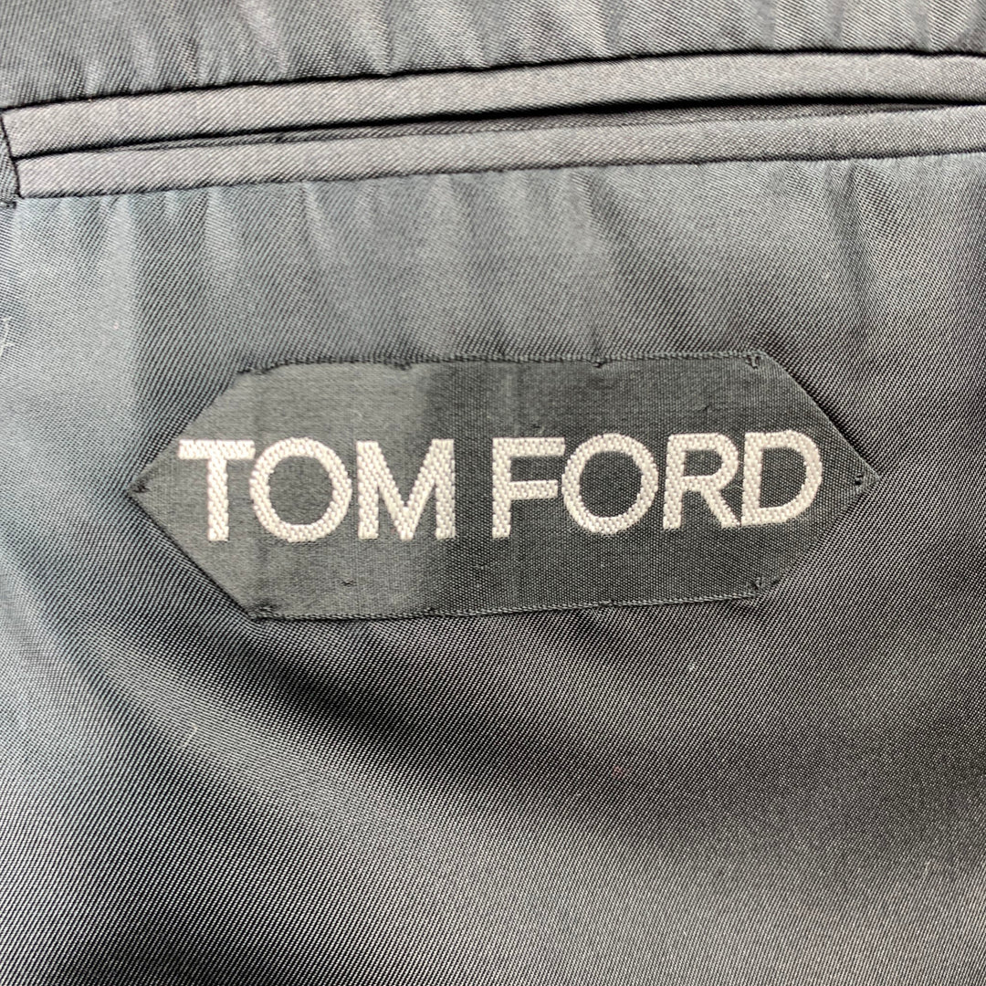 TOM FORD Size 40 Regular Black Wool / Mohair Peak Lapel Tuxedo Suit