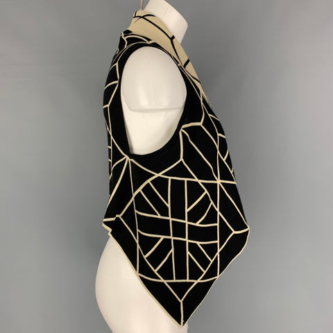 GARETH PUGH Size One Size Black Cream Silk Cotton Geometric Reversible Cardigan