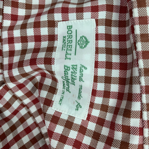 BORRELLI para WILKES BASHFORD Talla M Camisa de manga larga de algodón a cuadros color burdeos blanco