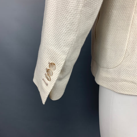 LORDS & FOOLS Size 38 Beige &  Black Woven Linen / Cotton Sport Coat