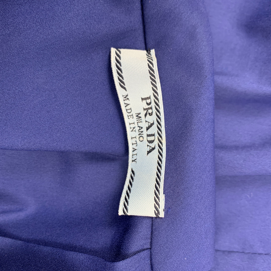 PRADA Size 4 Cobalt Cotton Blend Tie Blouse