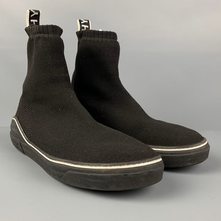 GIVENCHY Size 11 Black White Signature Polyester George V Sock Boots