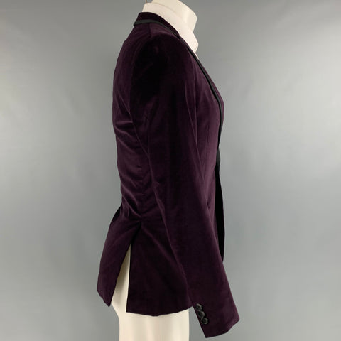 THEORY Size 36 Purple Black Velvet Cotton Elastane Sport Coat