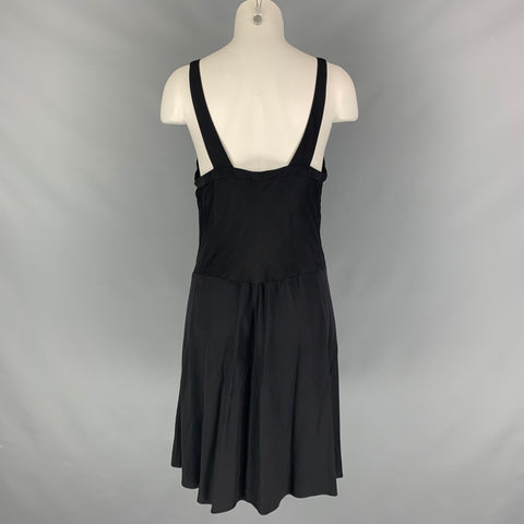 BALENCIAGA Size 4 Black Silk Ribbed Dress