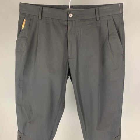 DOLCE & GABBANA Size 34 Black Cotton Pleated Cropped Casual Pants