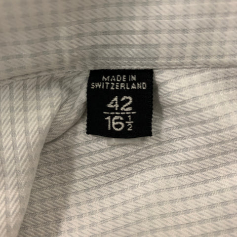 TOM FORD Size L White Window Pane Cotton Button Up Long Sleeve Shirt