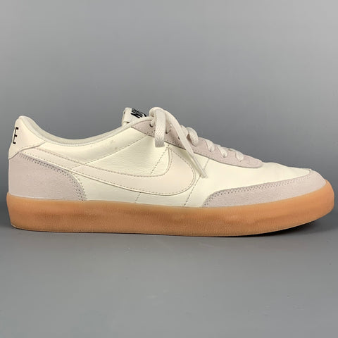 Zapatillas con cordones de cuero blanco y gris claro talla 11,5 NIKE