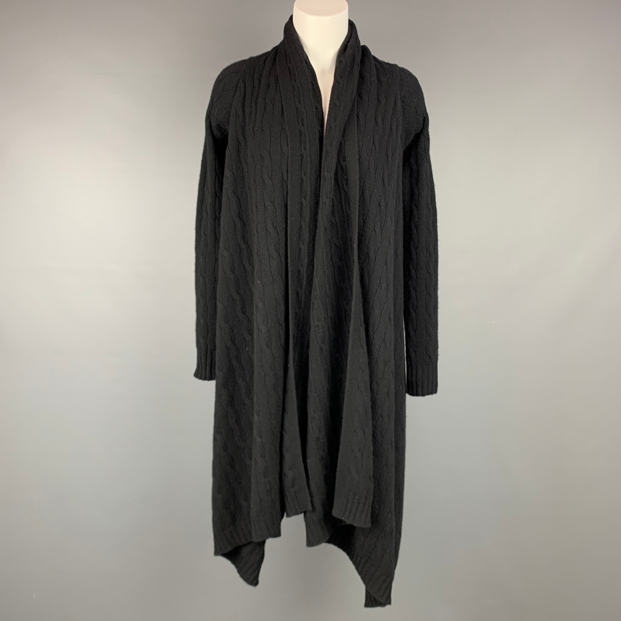 RALPH LAUREN Blue Label Size XS Black Knitted Wool / Cashmere Open