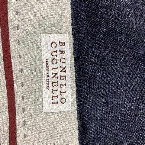 BRUNELLO CUCINELLI Size 38 Navy Mouline Check Lana Wool Suit