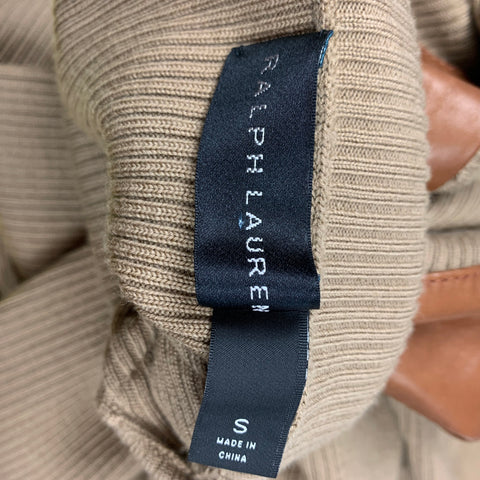 RALPH LAUREN Black Label Size S Tan Ribbed Knit Wool Blend Turtleneck Pullover
