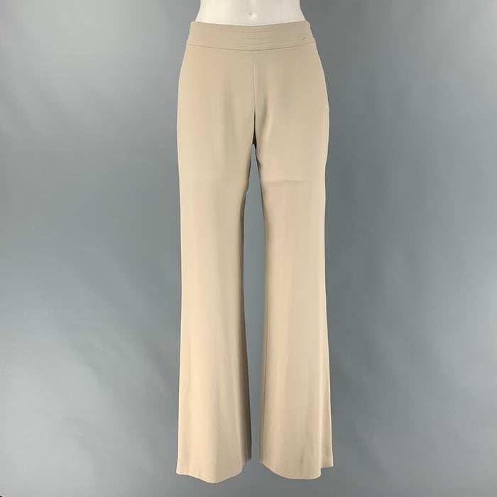 CHANEL Size 4 Beige Silk Straight Dress Pants